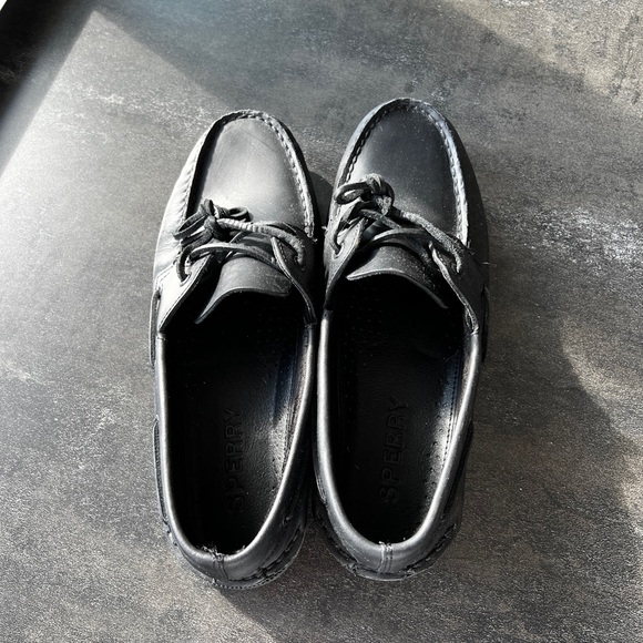 Sperry Black Boat Shoes Moccasin-Style Leather - Picture 2 of 3